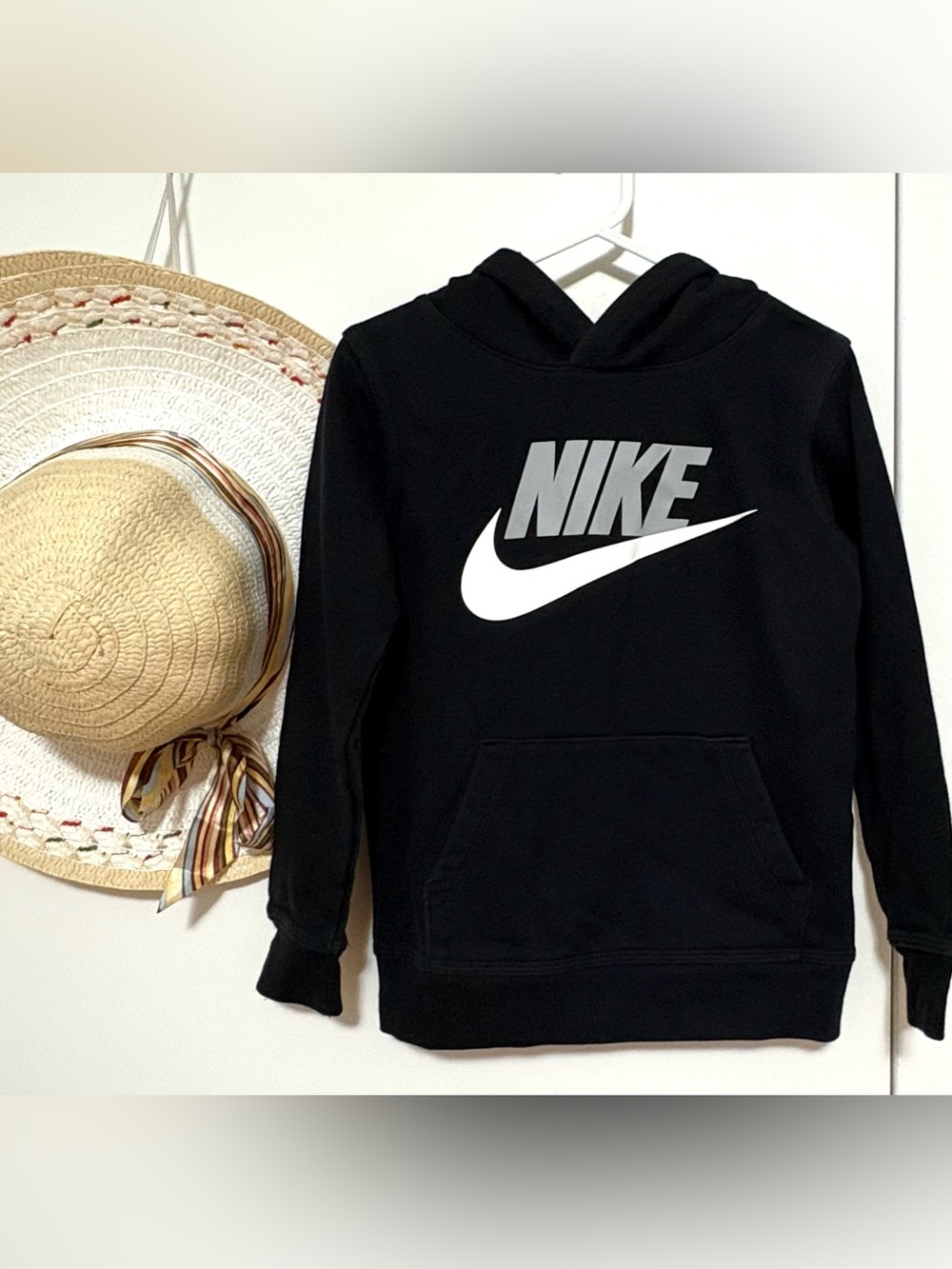 Nike Black Hoodie with Large White & Gray Logo